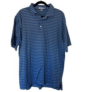 Peter Millar 100% cotton blue striped polo shirt size XL.